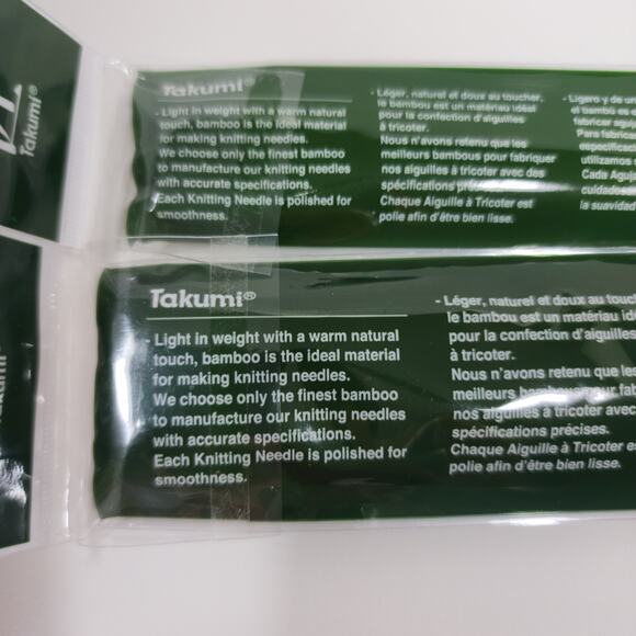 Takumi 2 Piece Bundle Set Bamboo Knitting Needles - 13 in No. 10.5- 14 in No. 11 - Picture 3 of 5